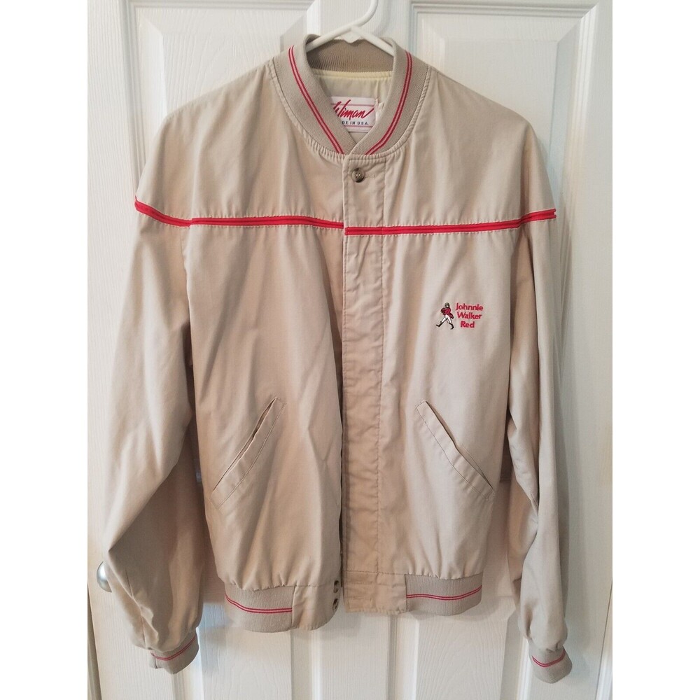 Vintage Wiman Jacket Tan USA Johnnie Walker Red Adult Size M